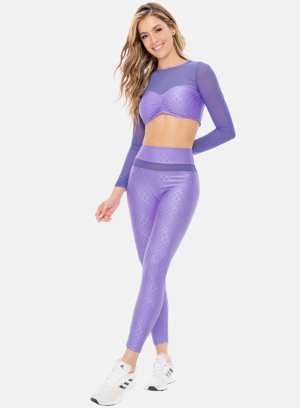 WOMEN'S SPORTS LEGGINS IN JACQUARD FABRIC WITH SEMI TRANSPARENT FABRIC CUTOUTS ONE SIZE REF:105793